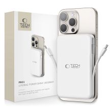 Powerbank Tech-Protect LifeMag PB31 z MagSafe 10000mAh 15W USB-C / USB-A / wbudowane kable USB-C / Lightning - biały