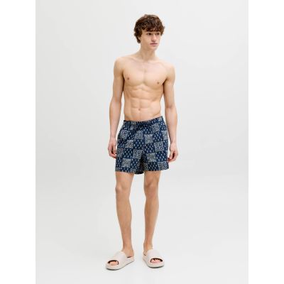4. Jack&Jones męskie szorty do pływania JPSTMAUI SHELL AOP SWIM SHORTS REG 12291808 PAGEENT BLUE
