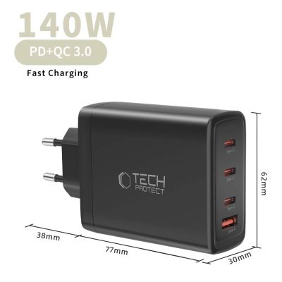 5. Ładowarka sieciowa Tech-Protect NC140W-GAN 4-Porty 140W - czarna