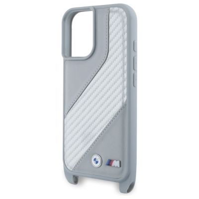 5. Etui BMW M Edition Carbon Stripe & Strap na iPhone 16 - szare