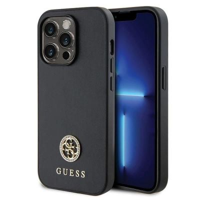 Etui Guess Strass Metal Logo do iPhone 15 Pro Max - czarne