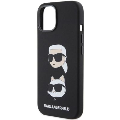 6. Etui Karl Lagerfeld Silicone Karl&Choupette Head na iPhone 15 Plus / 14 Plus - czarne