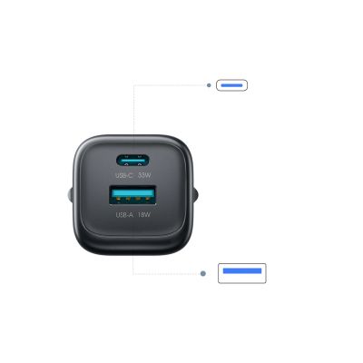 11. Ładowarka sieciowa Joyroom JR-TG7 33W USB-A + USB-C z kablem 60W USB-C do USB-C 1m - czarna