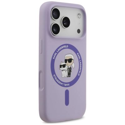 4. Etui Karl Lagerfeld Silicone Karl&Choupette Ring MagSafe na iPhone 18 Pro / 17 Pro - fioletowe