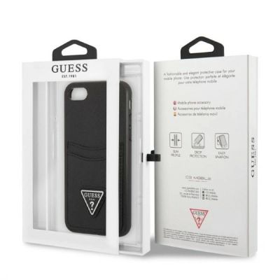 8. Etui Guess Saffiano Triangle Logo Cardslot na iPhone 7 / 8 / SE 2020 / SE 2022 - czarne