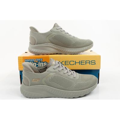 8. Skechers buty sportowe damskie Bobs Squad wsuwane SLIP-INS oliwkowe