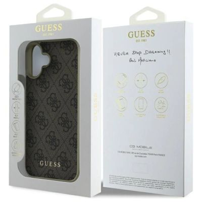 8. Etui Guess 4G Charms Collection na iPhone 16 - brązowe