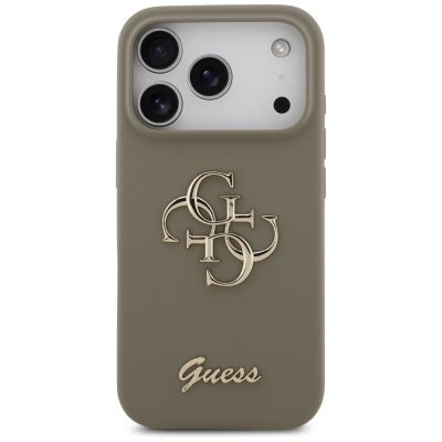 3. Etui Guess Silicone Big 4G Script na iPhone 17 Pro Max - brązowe