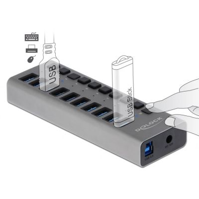 2. Delock Zewnętrzny USB 3.0 Hub z 10 portami i przełącznikami