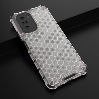 12. Honeycomb etui pancerny pokrowiec z żelową ramką Xiaomi Redmi K40 Pro+ / K40 Pro / K40 / Poco F3 przezroczysty