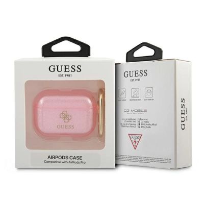 3. Etui Guess Glitter Collection na AirPods Pro - różowe