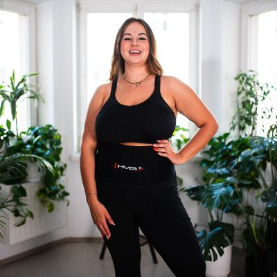 21. ZESTAW HULA HOP HHW12 BLACK Z WYPUSTKAMI I OBCIĄŻNIKIEM HMS + PAS BR163 BLACK PLUS SIZE