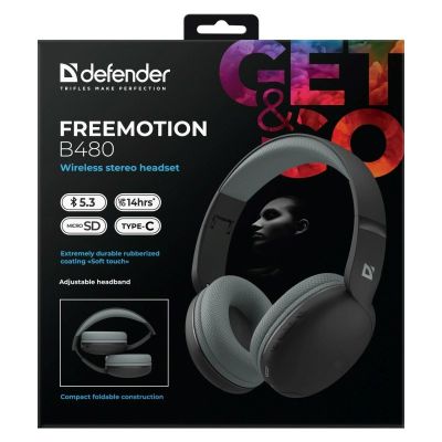 10. DEFENDER SŁUCHAWKI NAUSZNE BLUETOOTH FREEMOTION B480 CZARNE 63480