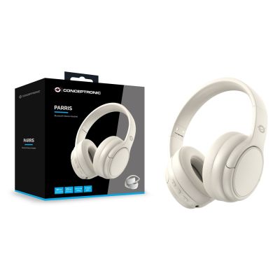 4. Conceptronic PARRIS03C słuchawki/zestaw słuchawkowy Przewodowy i Bezprzewodowy Opaska na głowę Muzyka Bluetooth Kremowy