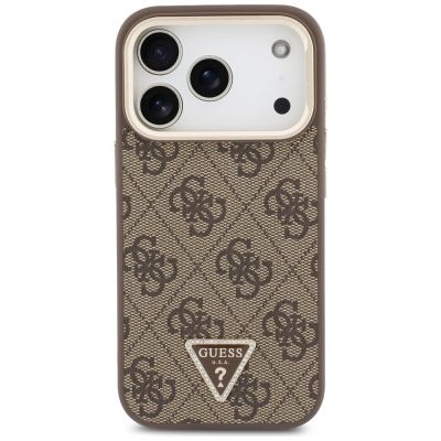 3. Etui Guess 4G PU Triangle Logo & Stand Camera Magsafe na iPhone 18 Pro / 17 Pro - brązowe
