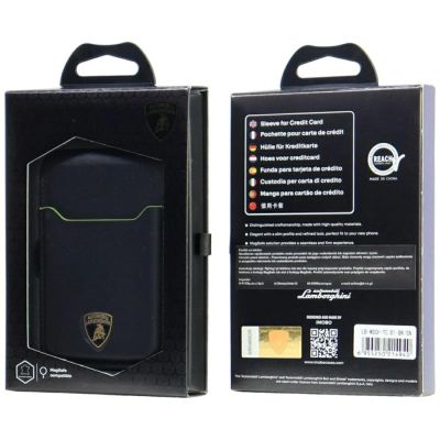 8. Portfel magentyczny Lamborghini D1 Genuine Leather MagSafe na telefon - czarno-zielony
