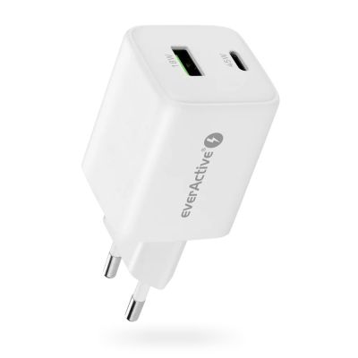3. EVERACTIVE ŁADOWARKA SIECIOWA GAN 1 X USB ORAZ 1 X USB-C QUICK CHARGE 4.0 45W BIAŁA SC-450Q