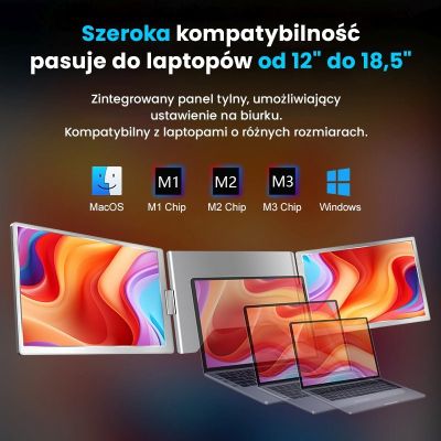 8. 16" 2-ekranowy monitor do laptopów 12" do 18.5" EXTRALINK SMART LIFE