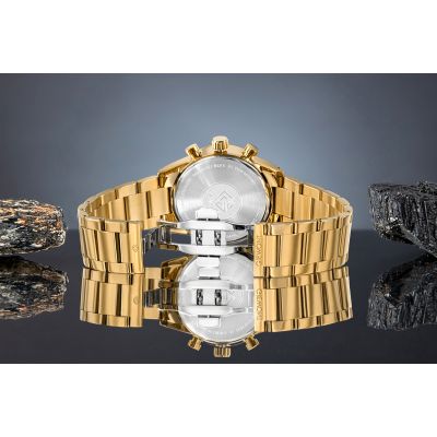 7. Zegarek Męski Giewont Chronograph Sapphire Złoto Czarny GW9140-B4