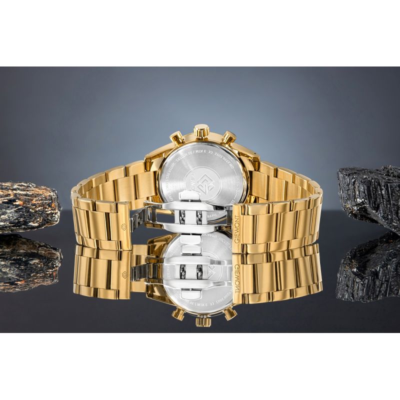 7. Zegarek Męski Giewont Chronograph Sapphire Złoto Czarny GW9140-B4