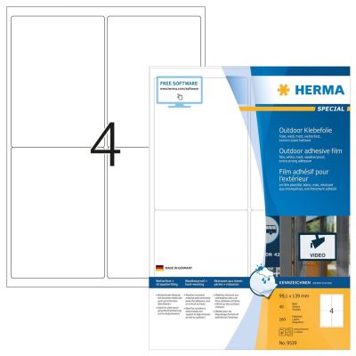 3. HERMA 9539 samoprzylepne etykiety Prostokąt Biały 160 szt.