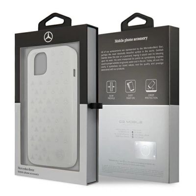 8. Etui Mercedes Silver Stars Pattern na iPhone 13 mini - białe