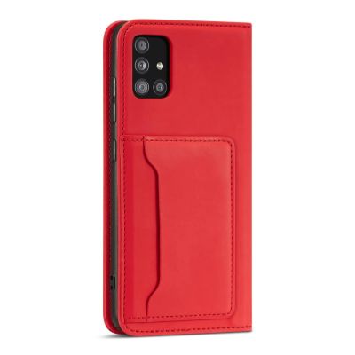 6. Magnet Card Case etui do Samsung Galaxy A13 5G pokrowiec portfel na karty kartę podstawka czerwony