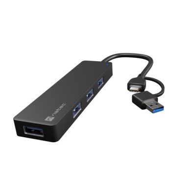 4. NATEC HUB USB-C 3.0 MAYFLY 4-PORTY + ADAPTER USB-A NHU-2023