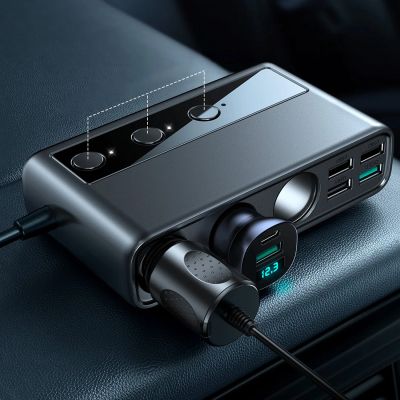 5. Ładowarka samochodowa 9w1 Joyroom JR-CL06 154W 5x USB-A / USB-C / 3x gniazdo zapalniczki PD QC PPS - czarna
