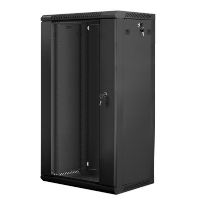 11. Szafa rack Lanberg WF01-6422-10B (22U; 1082mm / 600mm / 450 mm; wisząca; Otwierane; 19''; kolor czarny)