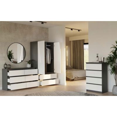 11. M6 MALWA KOMODA 120CM 6 SZUFLAD ANT/BIEL KOMPLET