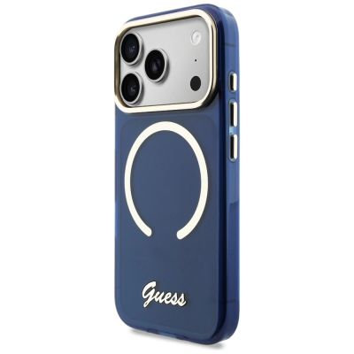 2. Etui Guess IML Script Metal MagSafe na iPhone 17 Pro Max - niebieskie