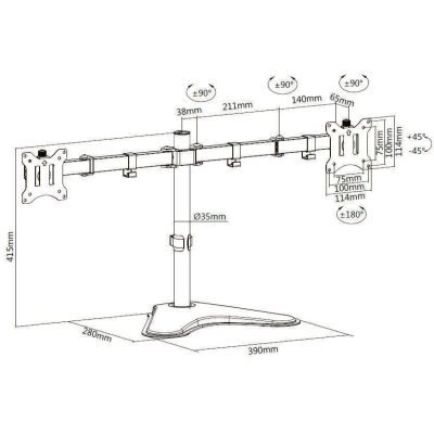 8. Equip 650123 uchwyt / stojak do monitorów 81,3 cm (32") Biurko Czarny