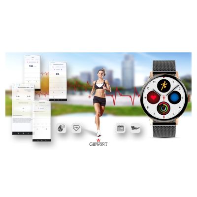 11. Smartwatch Damski GIEWONT Różowe Złoto Czarny GW330-4
