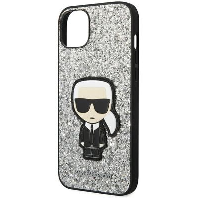6. Etui Karl Lagerfeld Glitter Flakes Ikonik na iPhone 14 Plus - srebrne