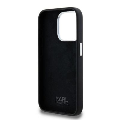 7. Etui Karl Lagerfeld Silicone Metal Script Logo na iPhone 15 Pro - czarne