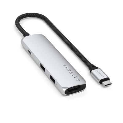 8. Satechi 4-w-1 USB-C Slim Multiport Adapter 4K - aluminiowy adapter do urządzeń mobilnych USB-C (USB-C, 4K HDMI, 2x USB-A) (silver)