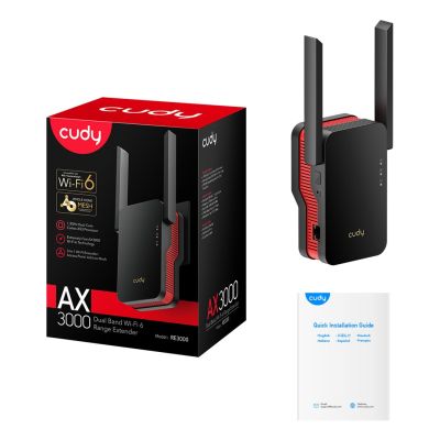 11. Wzmacniacz sygnału WIFI CUDY RE3000 LAN 1xGigabit AX3000 Dual Band Wi-Fi 6 Mesh