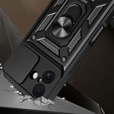 2. Etui Hybrid Armor Camshield na iPhone 17 pancerne z podstawką i osłoną aparatu - czarne