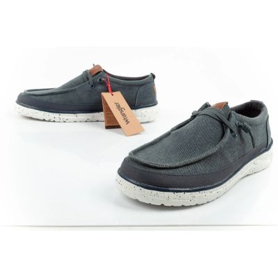 8. Wrangler buty męskie półbuty mokasyny Makena Stone niebieskie modne granatowe