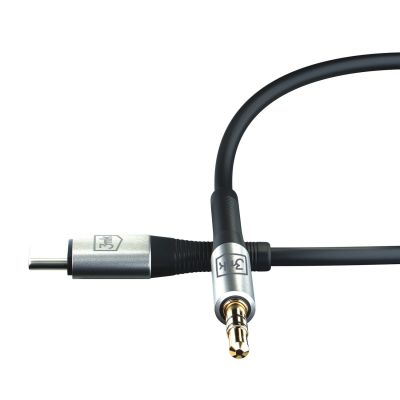 5. Kabel 3mk AUX minijack 3.5 mm / USB-C - srebrny