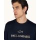 3. Paul&Shark T-shirt bawełniany męski granatowo-złoty 99311007-50E - klasyczny krój, logo