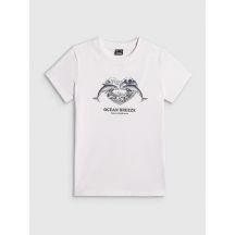 T-shirt regular z nadrukiem damski 4F 4FRSS26TTSHF4019-10S