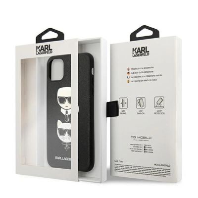 7. Etui Karl Lagerfeld Saffiano Karl&Choupette Head na iPhone 11 Pro Max - czarne