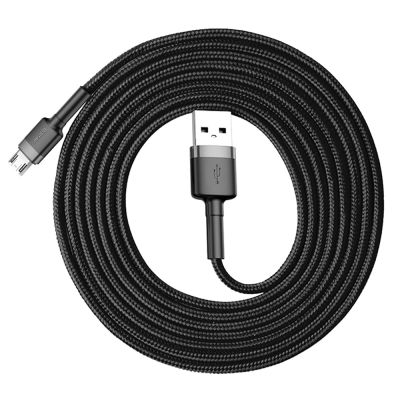 3. Kabel Baseus Cafule Cable CAMKLF-CG1 USB-A / micro USB 1.5A 2 m - czarno-szary
