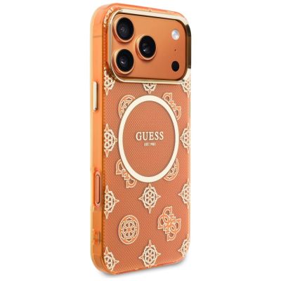 4. Etui Guess IML Peony Dot MagSafe na iPhone 17 Pro Max - pomarańczowe