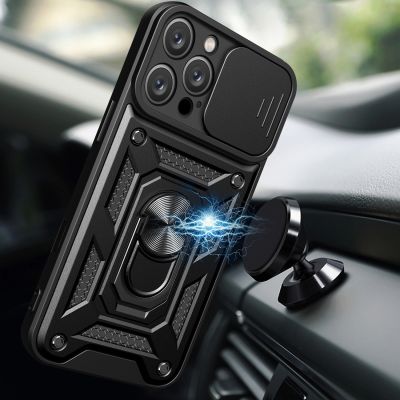 3. Etui Hybrid Armor Camshield na iPhone 16 Pro Max pancerne z osłoną na aparat z podstawką - czarne