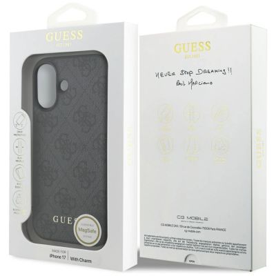7. Etui Guess 4G Charms Collection MagSafe na iPhone 17 - czarne
