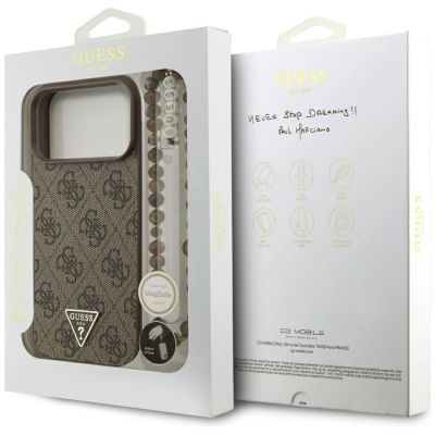 8. Etui Guess 4G Strap Triangle Logo MagSafe na iPhone 17 Pro Max - brązowe