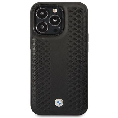 3. Etui BMW Leather Diamond Pattern na iPhone 14 Pro - czarne